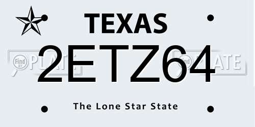 2ETZ64 Texas License Plate
