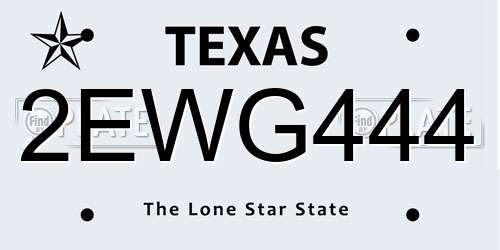 2EWG444 Texas License Plate