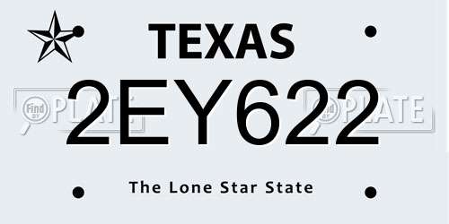 2EY622 Texas License Plate