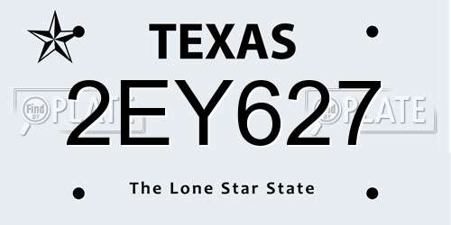2EY627 Texas License Plate
