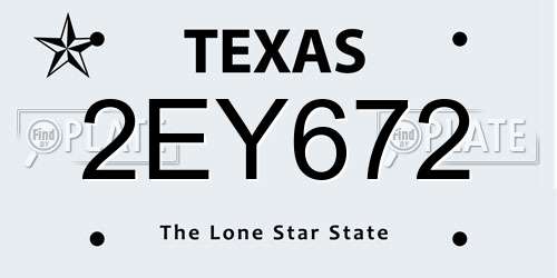 2EY672 Texas License Plate
