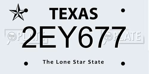 2EY677 Texas License Plate