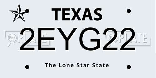 2EYG22 Texas License Plate