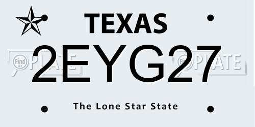 2EYG27 Texas License Plate