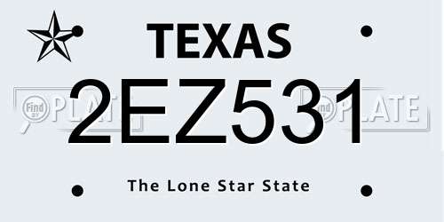 2EZ531 Texas License Plate