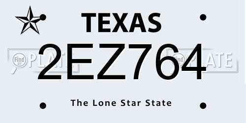 2EZ764 Texas License Plate