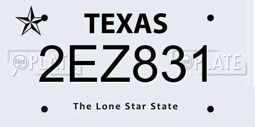 2EZ831 Texas License Plate