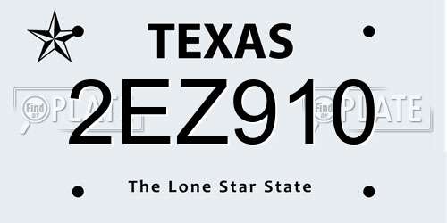 2EZ910 Texas License Plate