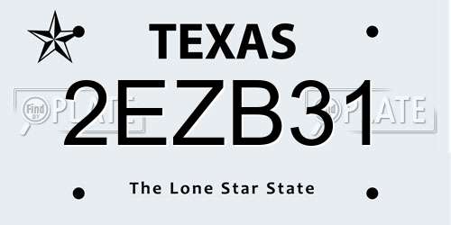 2EZB31 Texas License Plate