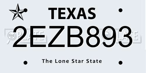 2EZB893 Texas License Plate