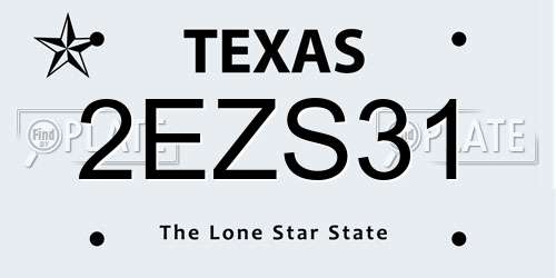 2EZS31 Texas License Plate
