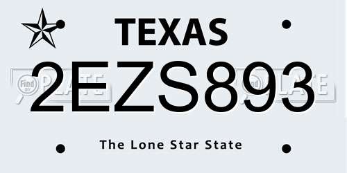 2EZS893 Texas License Plate
