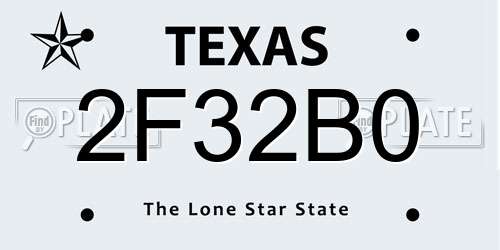 2F32B0 Texas License Plate