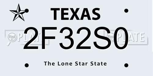 2F32S0 Texas License Plate