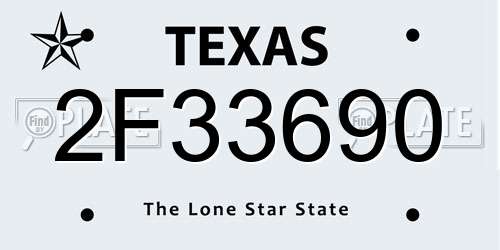 2F33690 Texas License Plate