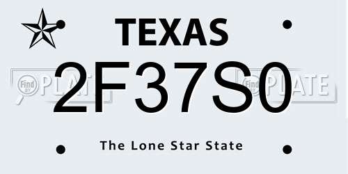 2F37S0 Texas License Plate