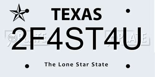 2F4ST4U Texas License Plate