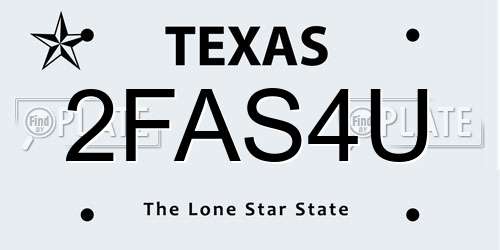 2FAS4U Texas License Plate