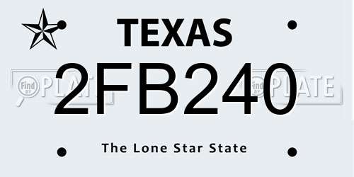 2FB240 Texas License Plate