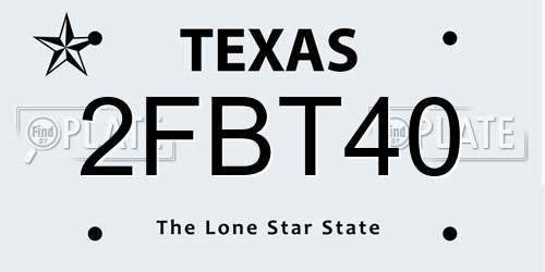 2FBT40 Texas License Plate