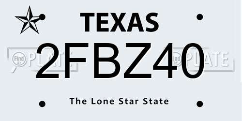 2FBZ40 Texas License Plate