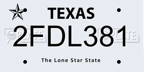 2FDL381 Texas License Plate