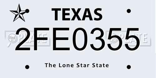 2FE0355 Texas License Plate