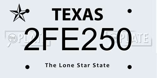 2FE250 Texas License Plate