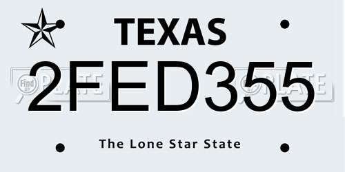 2FED355 Texas License Plate
