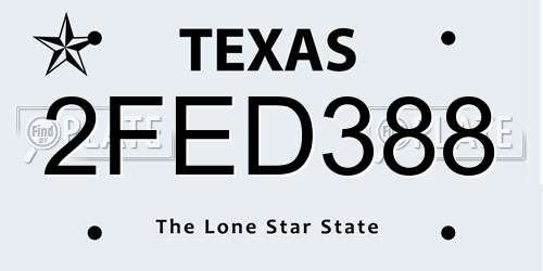 2FED388 Texas License Plate