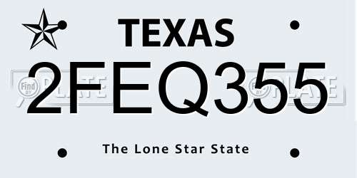 2FEQ355 Texas License Plate