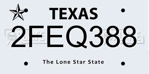 2FEQ388 Texas License Plate