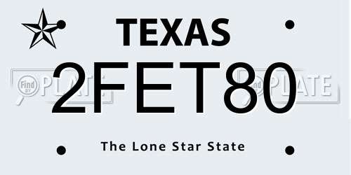 2FET80 Texas License Plate