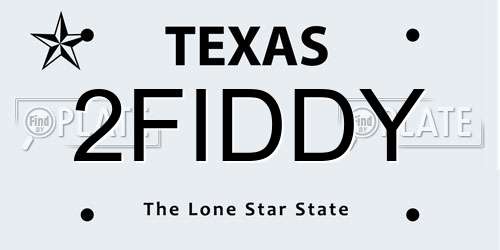 2FIDDY Texas License Plate