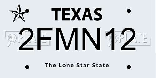 2FMN12 Texas License Plate