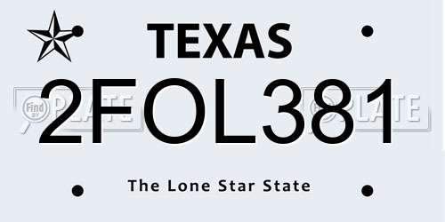 2FOL381 Texas License Plate