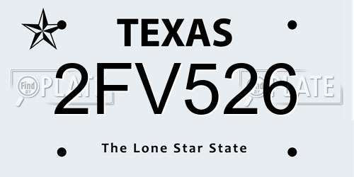 2FV526 Texas License Plate