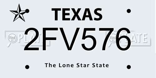 2FV576 Texas License Plate