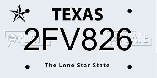 2FV826 Texas License Plate