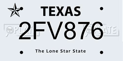2FV876 Texas License Plate