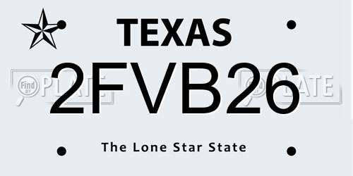 2FVB26 Texas License Plate