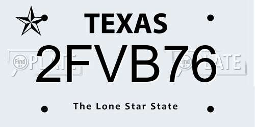 2FVB76 Texas License Plate
