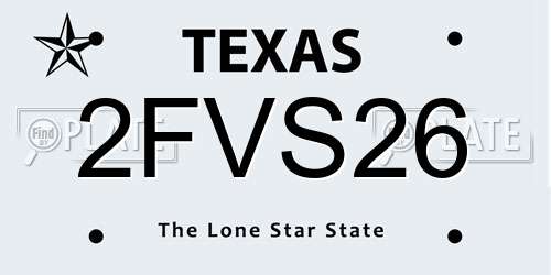 2FVS26 Texas License Plate