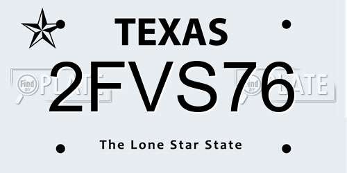 2FVS76 Texas License Plate