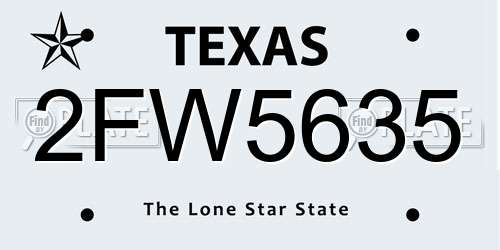 2FW5635 Texas License Plate