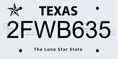 2FWB635 Texas License Plate
