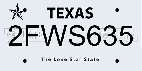 2FWS635 Texas License Plate