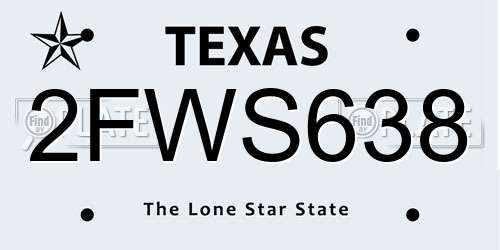 2FWS638 Texas License Plate