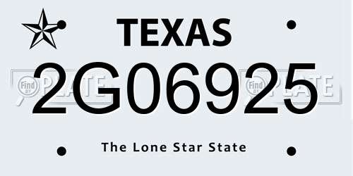 2G06925 Texas License Plate