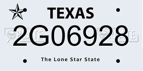 2G06928 Texas License Plate